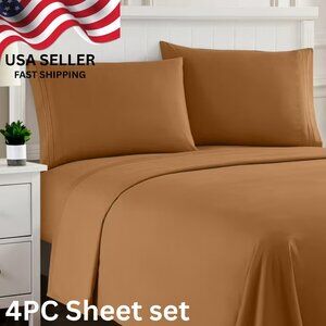 4 PC KING Sweet Home Collection 1800 Thread Count Sheet Set - Mocha